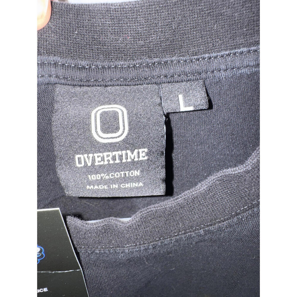 Overtime Black T-Shirt with Colorful Heart Logo Size L - Picture 3 of 3